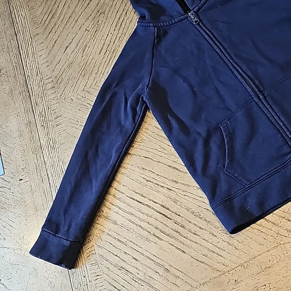 Navy Hooded zip up jacket girls size 7/8